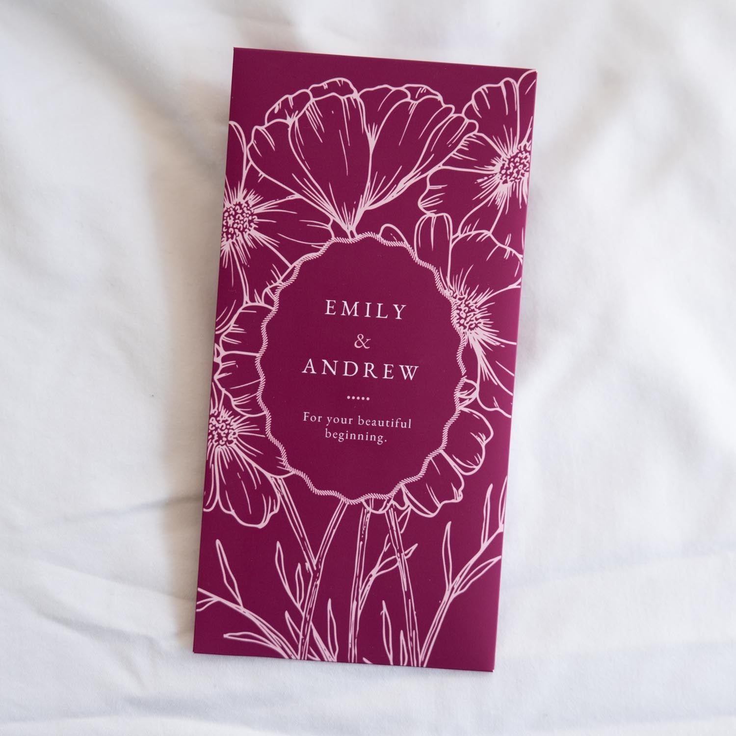 Cosmos Red: Personalised Wedding Money Envelope