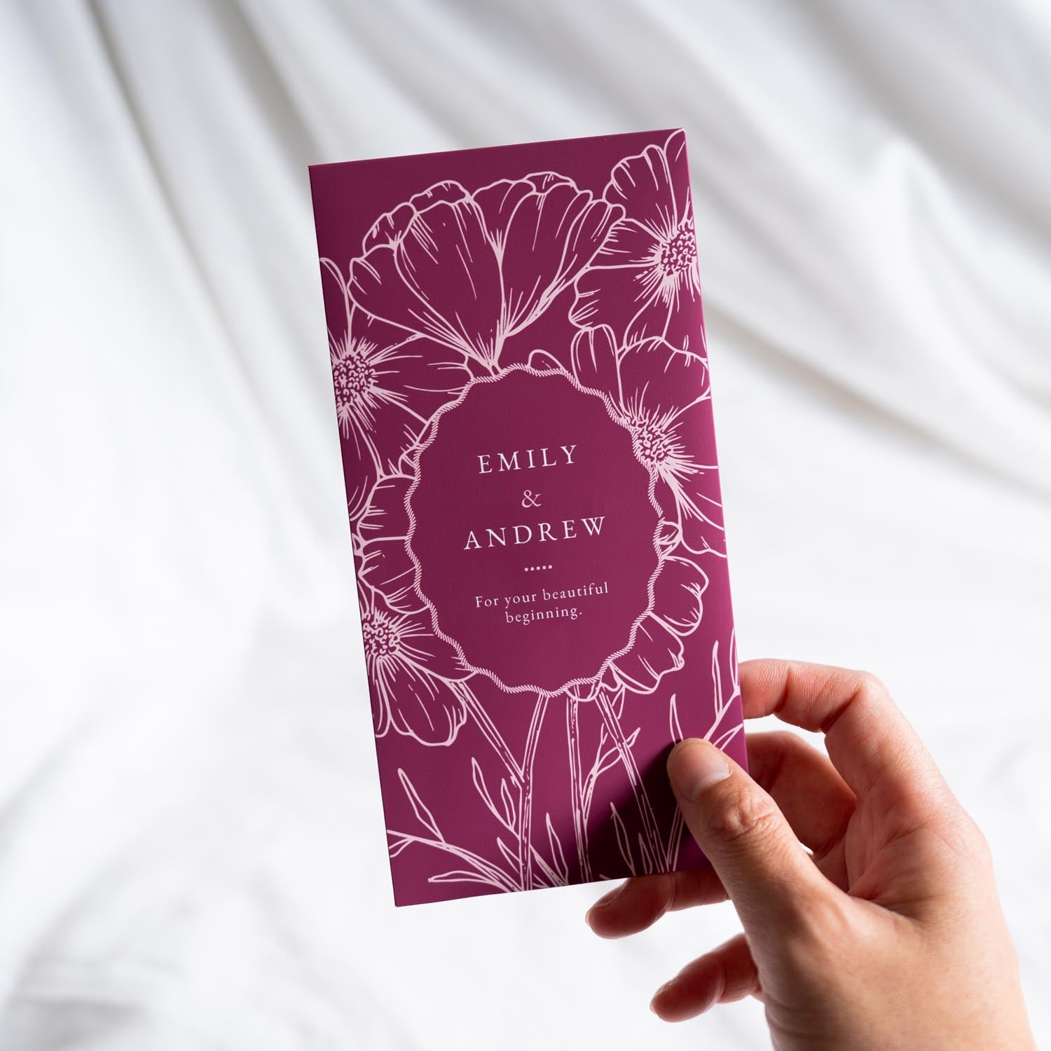 Cosmos Red: Personalised Wedding Money Envelope