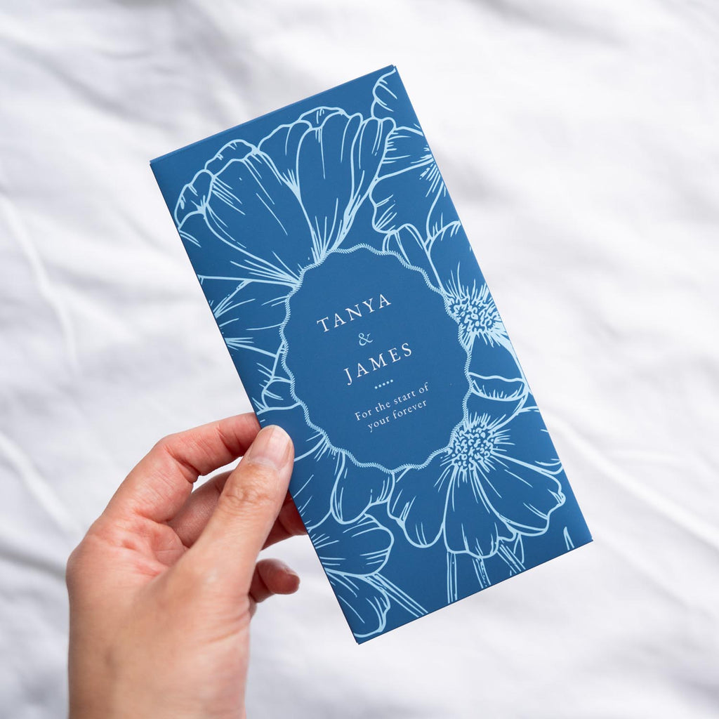 Cosmos Blue: Personalised Wedding Money Envelope