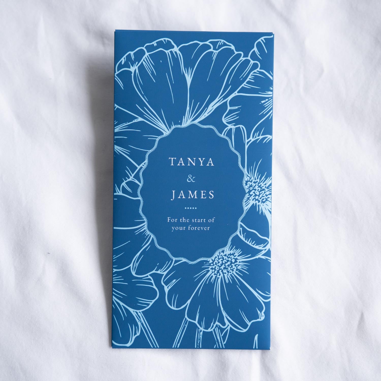Cosmos Blue: Personalised Wedding Money Envelope