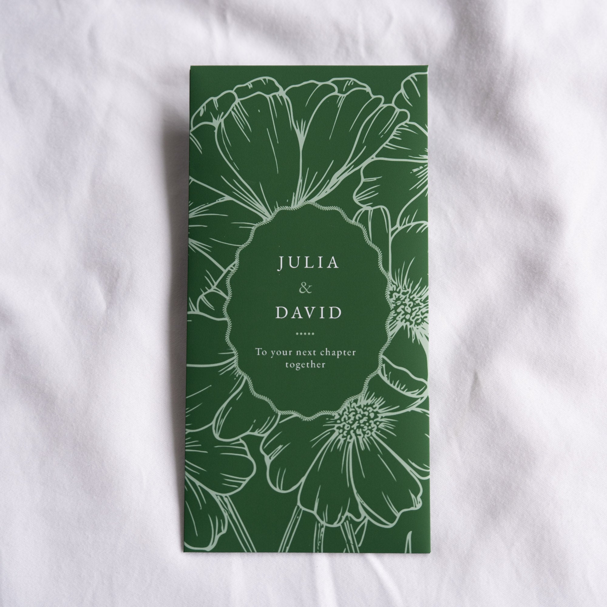 Cosmos Green: Personalised Wedding Money Envelope