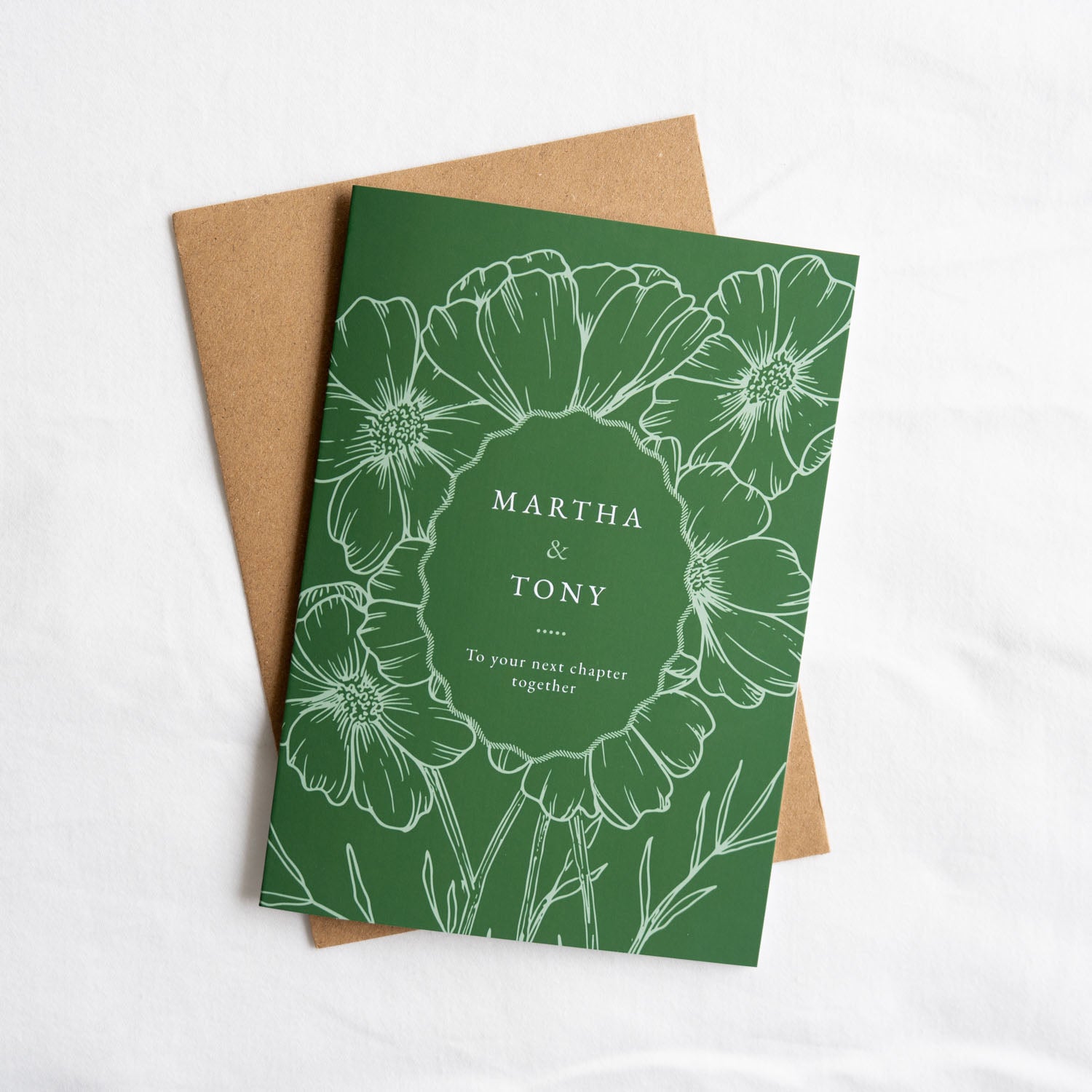 Cosmos Green: Personalised Wedding card