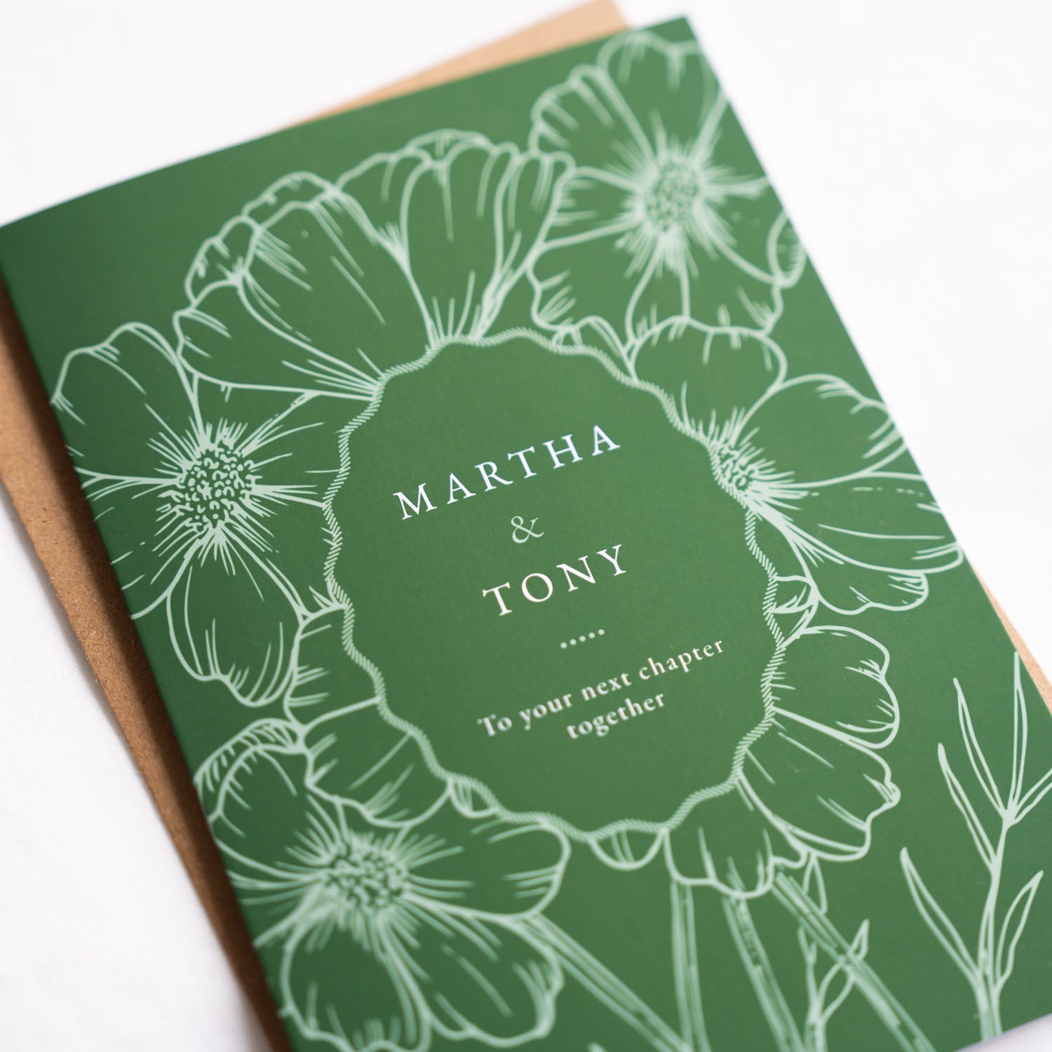 Cosmos Green: Personalised Wedding card